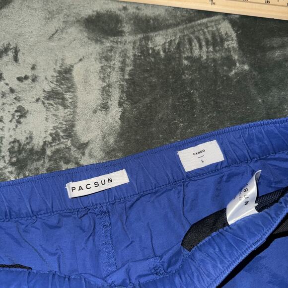 Pacsun Cargo Shorts Men Large Blue Cotton Stretch Adjustable Waistband 6" Inseam - Picture 4 of 7